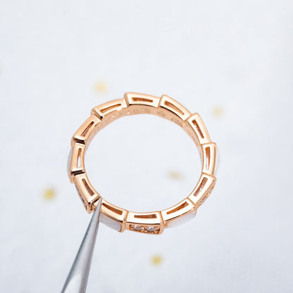 [✨Rose💎]SERPENTI RING PINK GOLD DIAMOND MOP 3MM