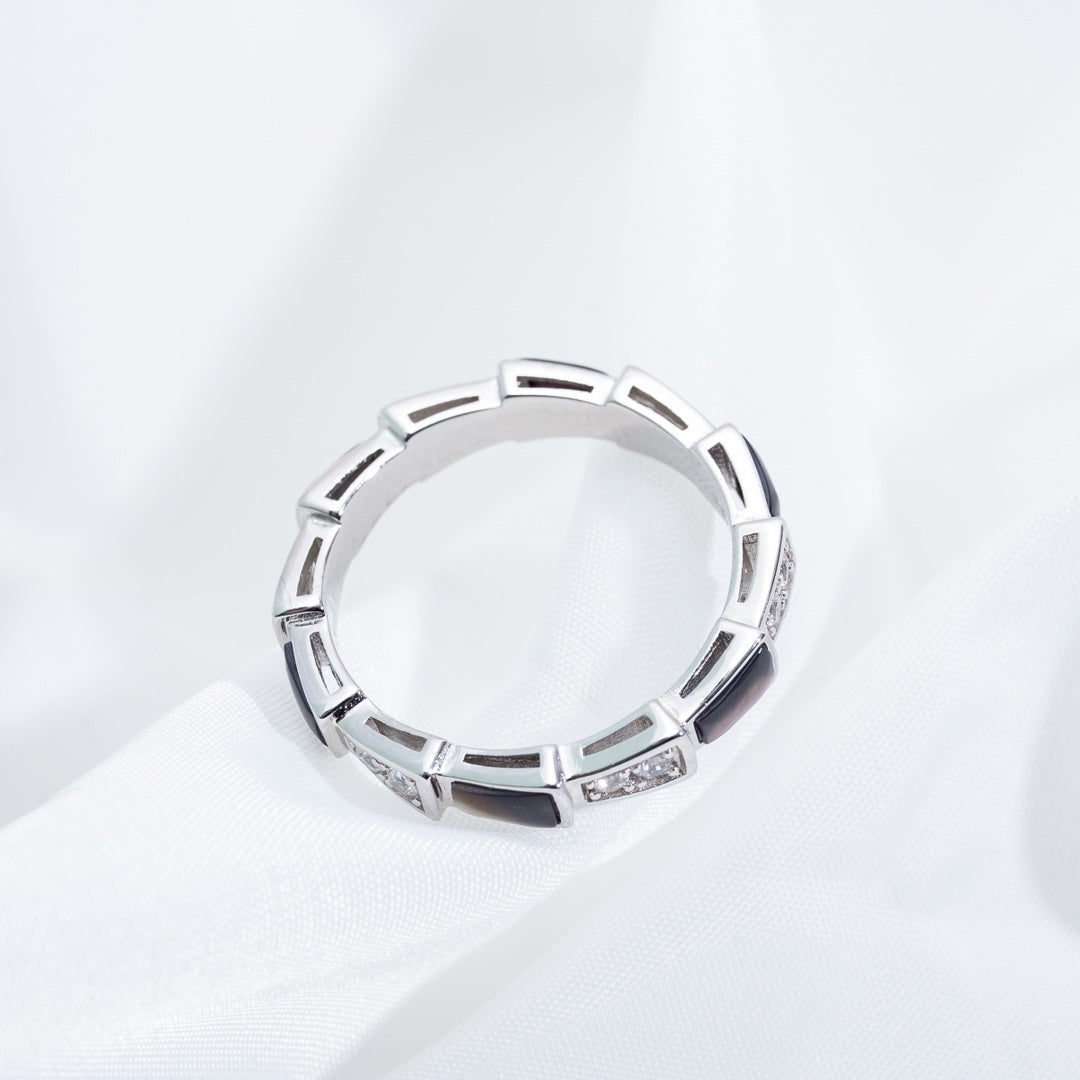 [✨Rose💎]SERPENTI RING SILVER  DIAMOND BLACK MOP 3MM