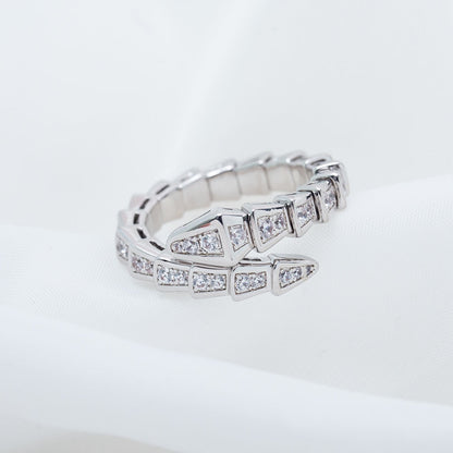 [✨Rose💎]SERPENTI RING SILVER DIAMOND PAVED 4MM