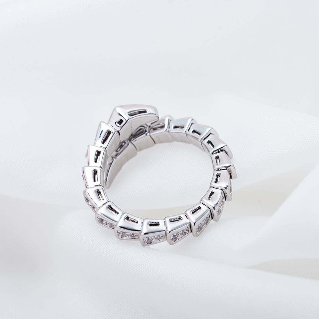 [✨Rose💎]SERPENTI RING SILVER DIAMOND PAVED 4MM
