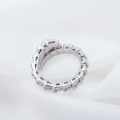 [✨Rose💎]SERPENTI RING SILVER DIAMOND PAVED 4MM