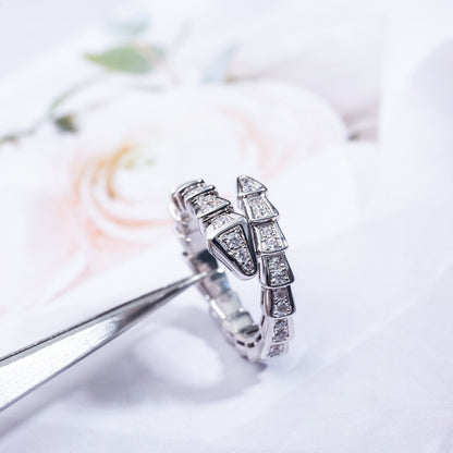 [✨Rose💎]SERPENTI RING SILVER DIAMOND PAVED 4MM