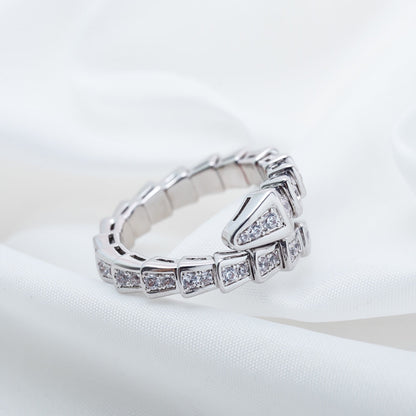 [✨Rose💎]SERPENTI RING SILVER DIAMOND PAVED 4MM