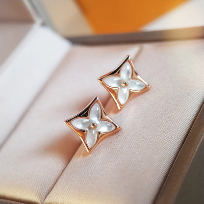 [✨Rose💎]STAR MOP PINK GOLD EARRINGS