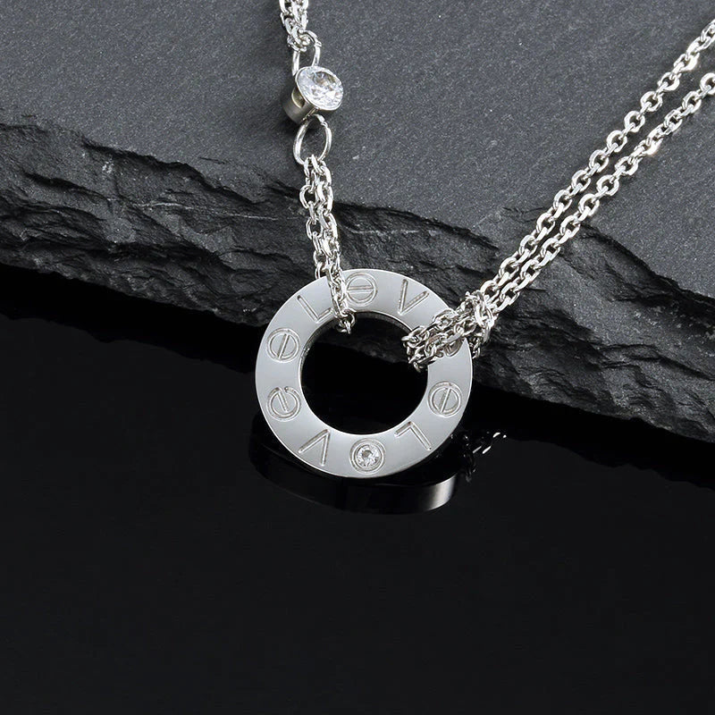 [✨Rose💎]LOVE NECKLACE 16MM 2 DIAMONDS