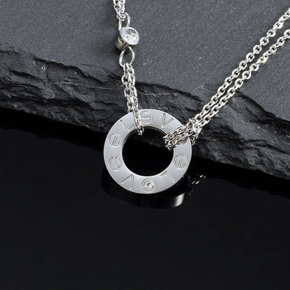 [✨Rose💎]LOVE NECKLACE 16MM 2 DIAMONDS