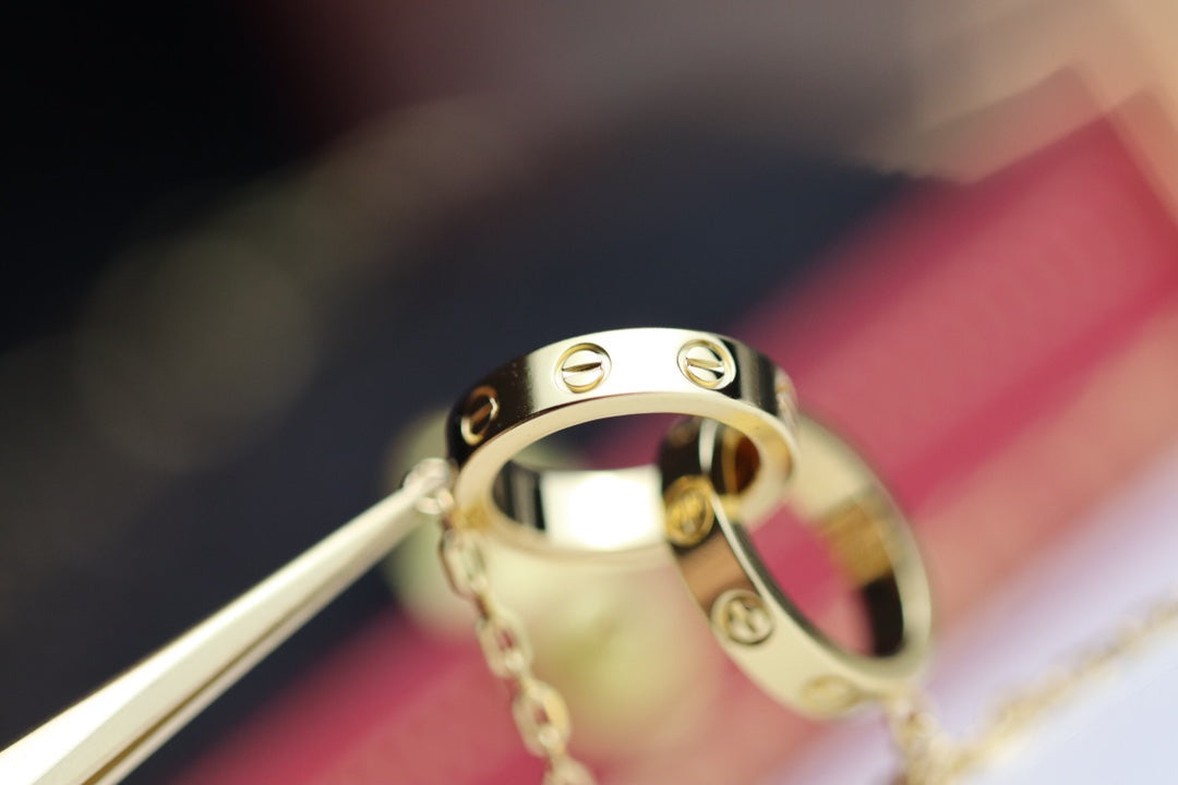 [✨Rose💎]LOVE NECKLACE DOUBLE RING GOLD