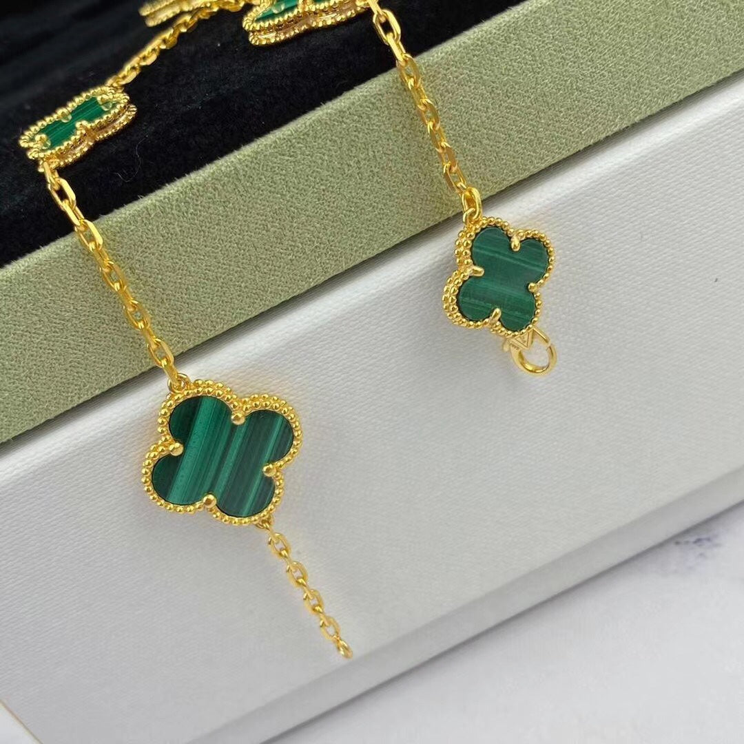 [✨Rose💎]MAGIC CLOVER MALACHITE GOLD BRACELET 5 MOTIFS