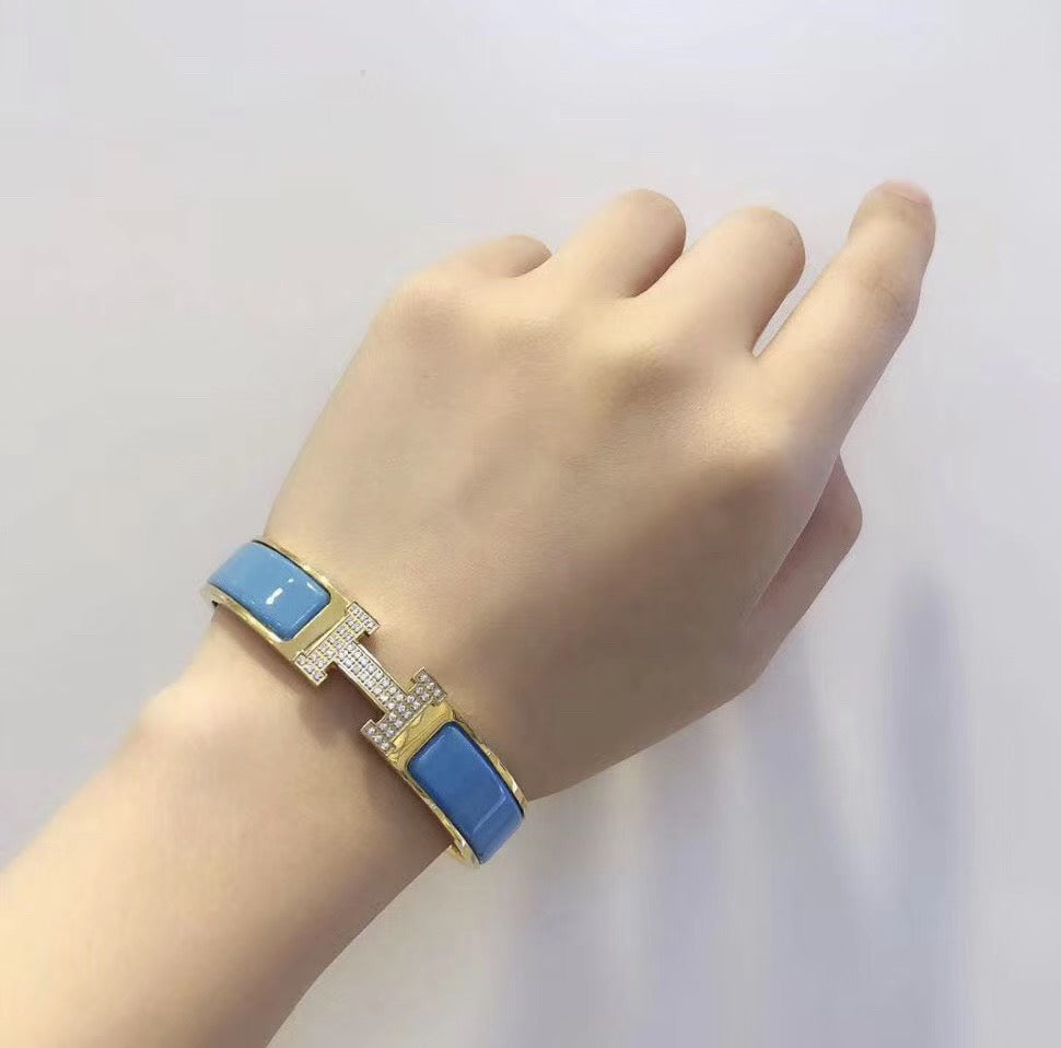 [✨Rose💎]H CLOUD BLUE BRACELET GOLD DIAMOND