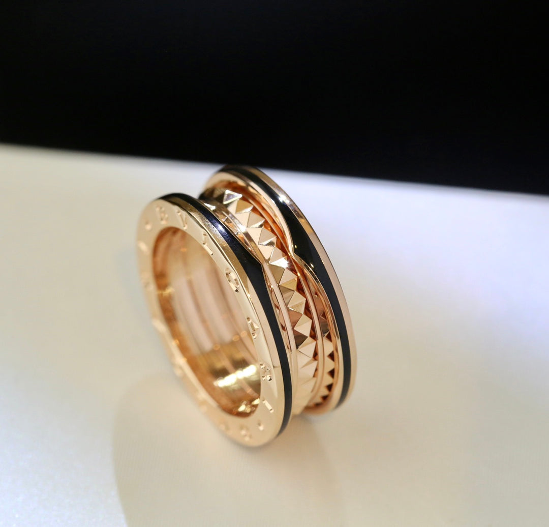 [✨Rose💎]ZERO 1 PINK GOLD BLACK CERAMIC RING