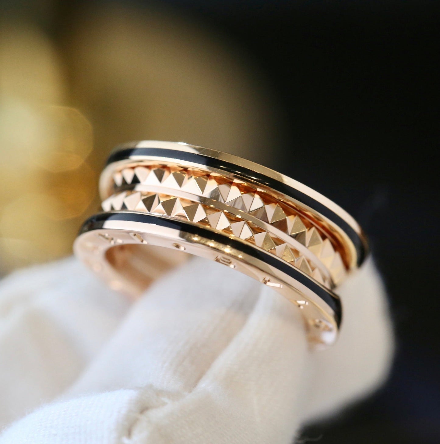 [✨Rose💎]ZERO 1 PINK GOLD BLACK CERAMIC RING
