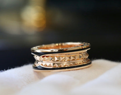 [✨Rose💎]ZERO 1 PINK GOLD BLACK CERAMIC RING