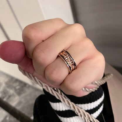 [✨Rose💎]ZERO 1 PINK GOLD BLACK CERAMIC RING