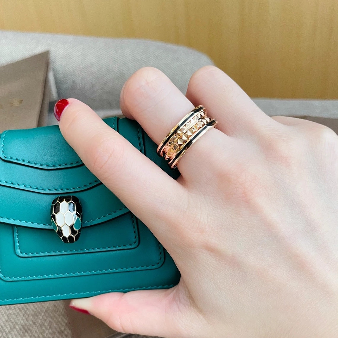 [✨Rose💎]ZERO 1 PINK GOLD BLACK CERAMIC RING