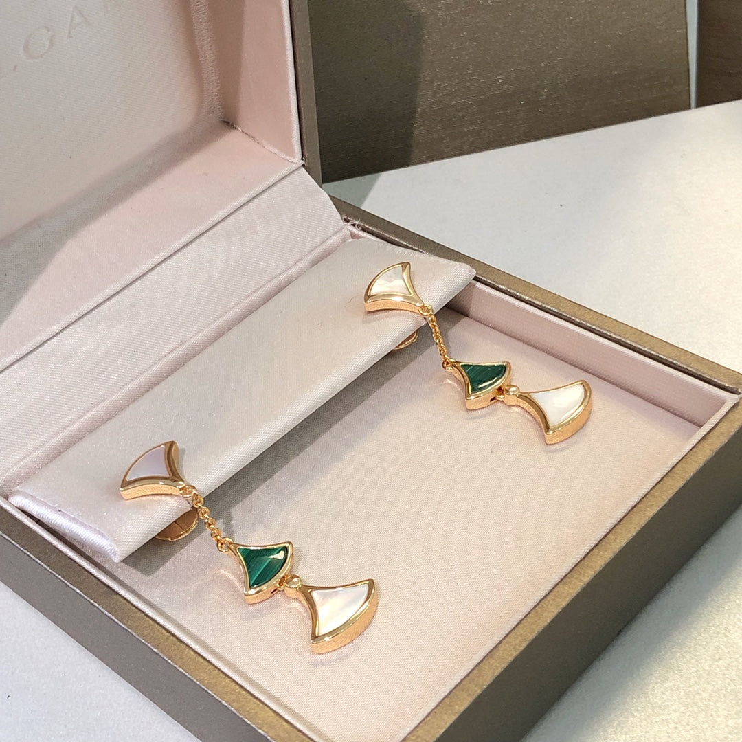 [✨Rose💎]DREAM EARRINGS 3 MOTIFS MALACHITE MOP PINK GOLD