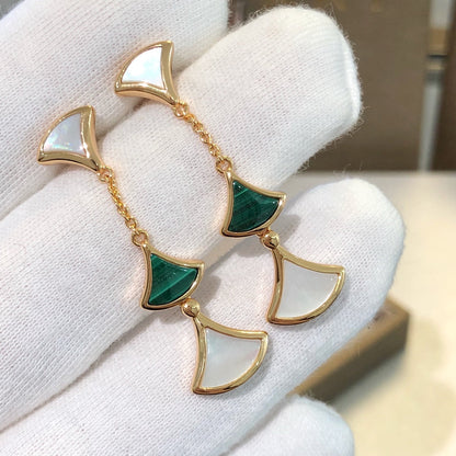 [✨Rose💎]DREAM EARRINGS 3 MOTIFS MALACHITE MOP PINK GOLD