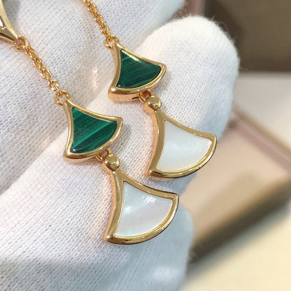 [✨Rose💎]DREAM EARRINGS 3 MOTIFS MALACHITE MOP PINK GOLD