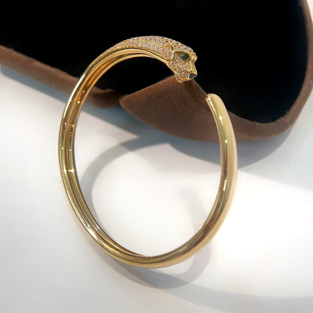 [✨Rose💎]PANTHERE GOLD DIAMOND OPEN BRACELET