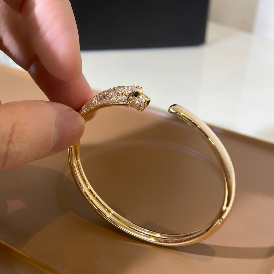 [✨Rose💎]PANTHERE GOLD DIAMOND OPEN BRACELET