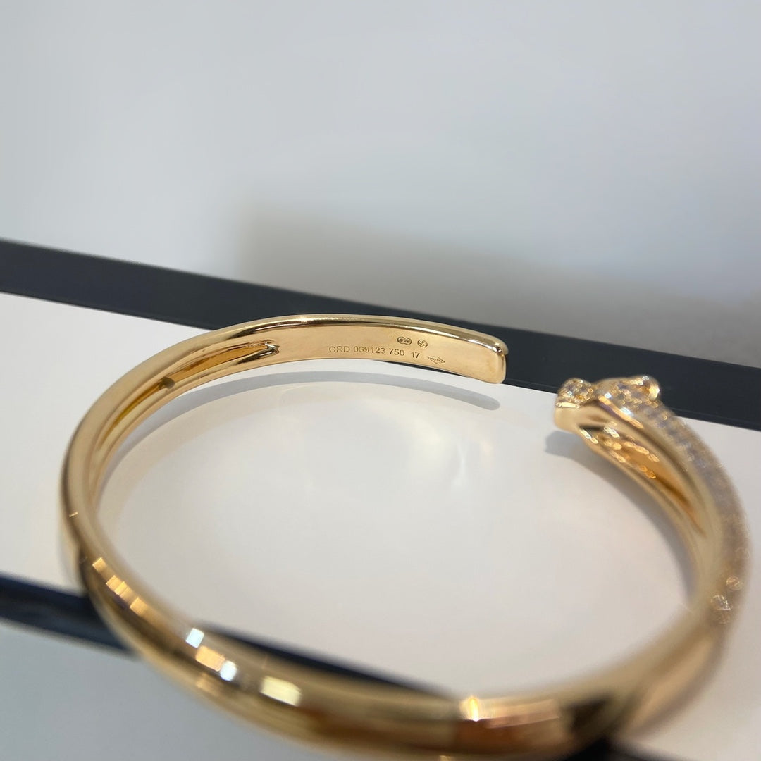 [✨Rose💎]PANTHERE GOLD DIAMOND OPEN BRACELET