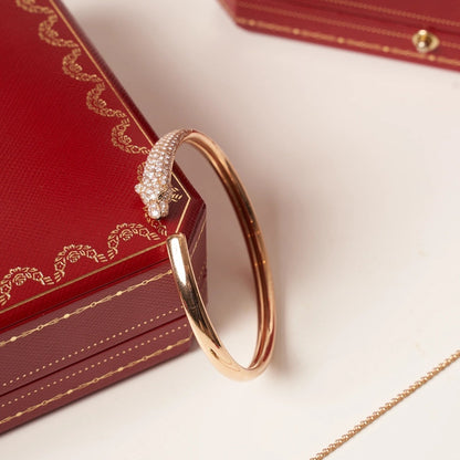 [✨Rose💎]PANTHERE ROSE GOLD DIAMOND OPEN BRACELET