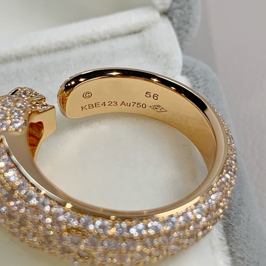 [✨Rose💎]PANTHERE PINK GOLD DIAMOND RING