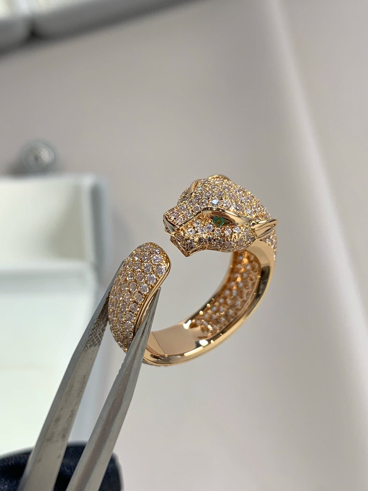 [✨Rose💎]PANTHERE PINK GOLD DIAMOND RING