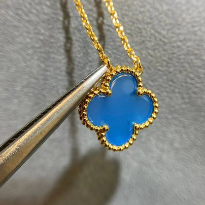 [✨Rose💎]CLOVER 15MM BLUE AGATE NECKLACE
