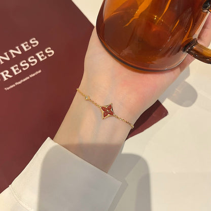 [✨Rose💎]COLOR STAR CARNELIAN PINK GOLD DIAMOND BRACELET