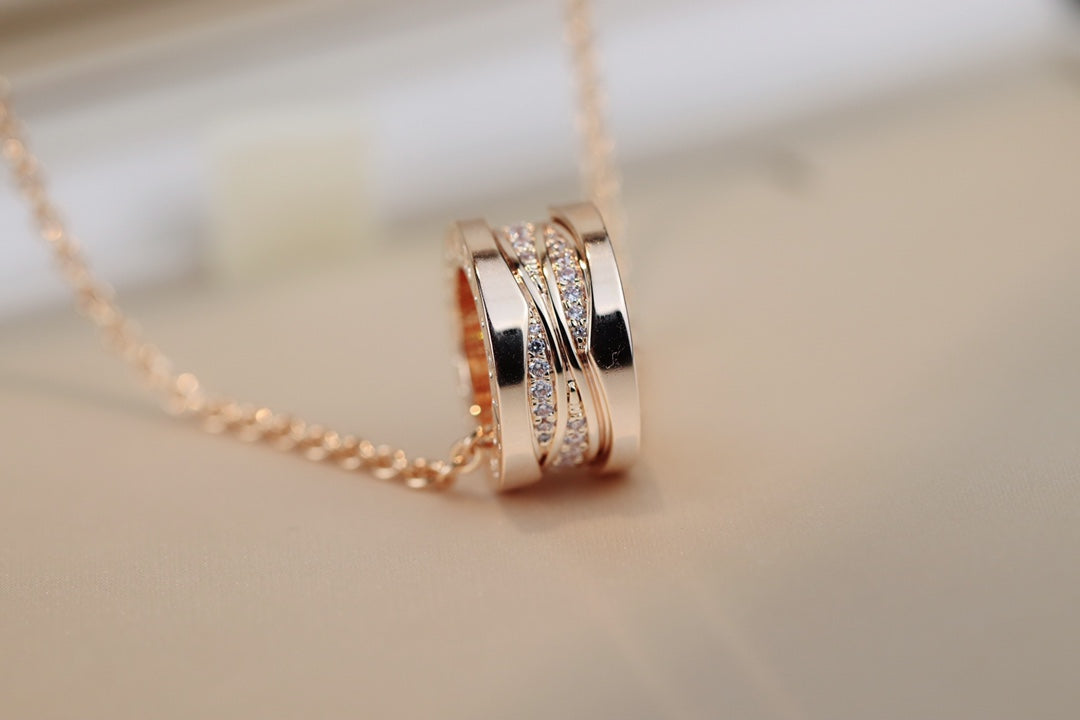 [✨Rose💎]ZERO 1 PINK GOLD DIAMOND NECKLACE
