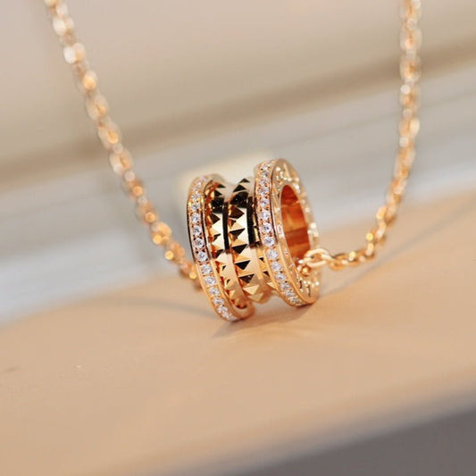 [✨Rose💎]ZERO 1 ROCK PEDANT PINK GOLD NECKLACE