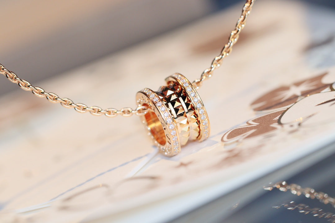 [✨Rose💎]ZERO 1 ROCK PEDANT PINK GOLD NECKLACE