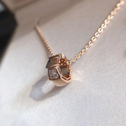 [✨Rose💎]SERPENTI PEDANT DIAMOND PINK GOLD NECKLACE