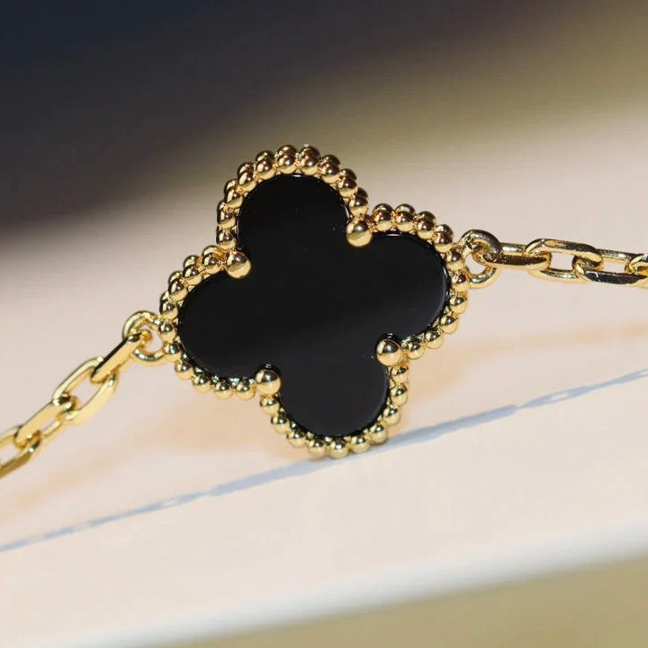 [✨Rose💎]CLOVER 20 MOTIFS ONYX NECKLACE