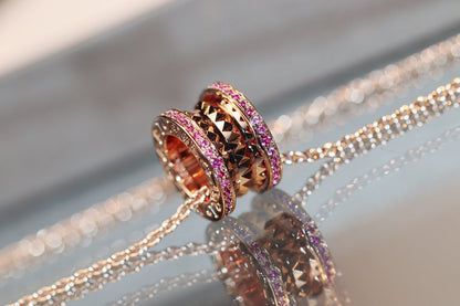 [✨Rose💎]ZERO 1 ROCK PINK GOLD PINK DIAMOND NECKLACE