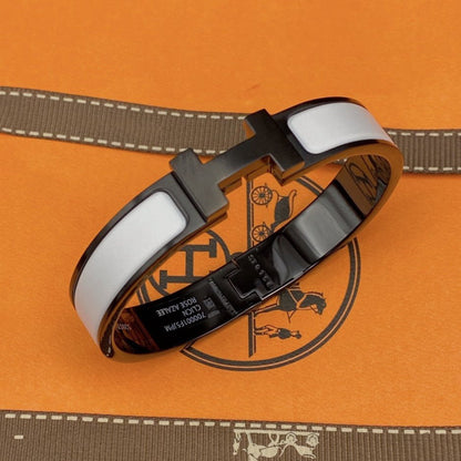 [✨Rose💎]H BRACELET 12MM BLACK WHITE CERAMIC