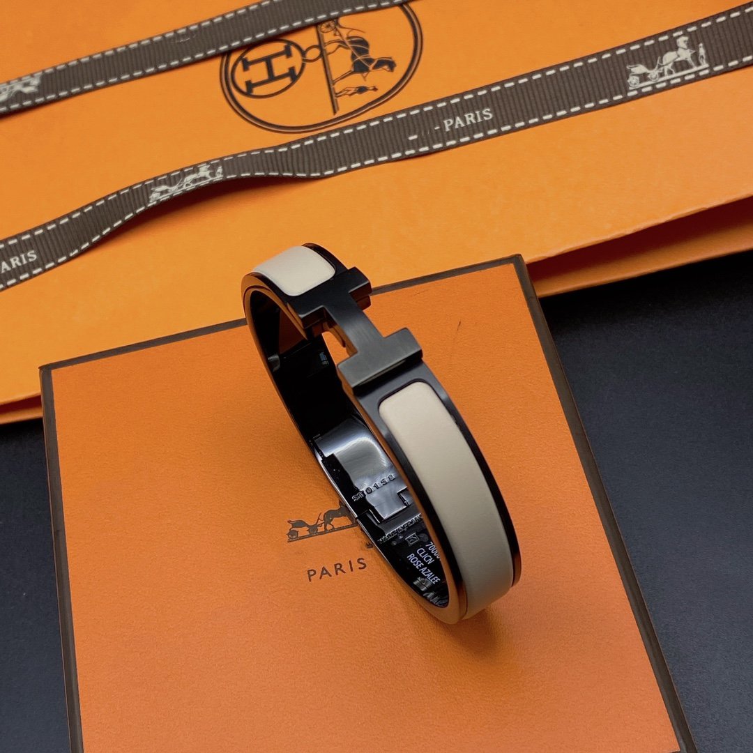[✨Rose💎]H BRACELET 12MM BLACK BEIGE CERAMIC