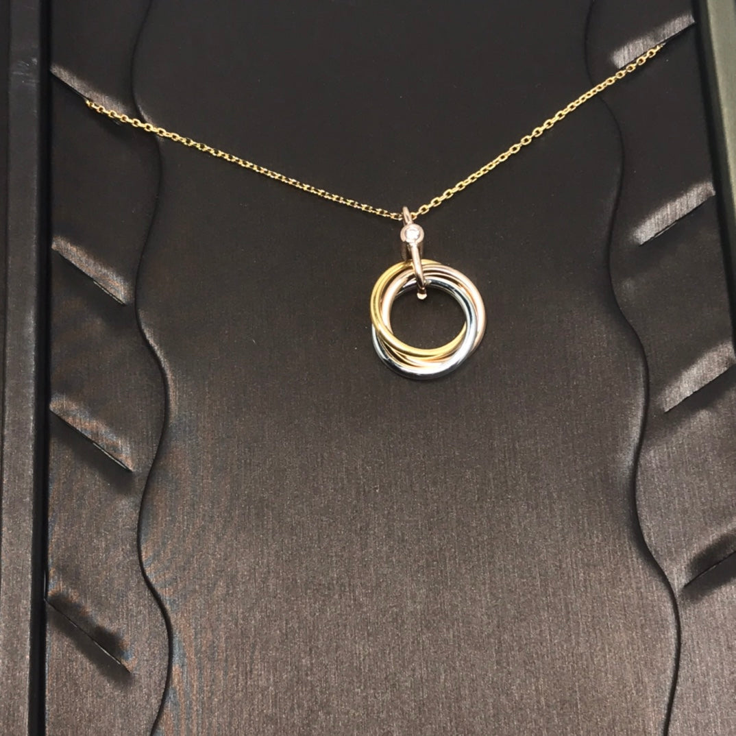 [✨Rose💎]TRINITY SILVER GOLD PINK GOLD NECKLACE