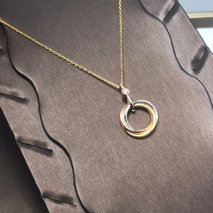 [✨Rose💎]TRINITY SILVER GOLD PINK GOLD NECKLACE