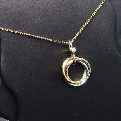 [✨Rose💎]TRINITY SILVER GOLD PINK GOLD NECKLACE