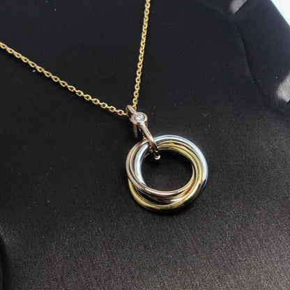 [✨Rose💎]TRINITY SILVER GOLD PINK GOLD NECKLACE