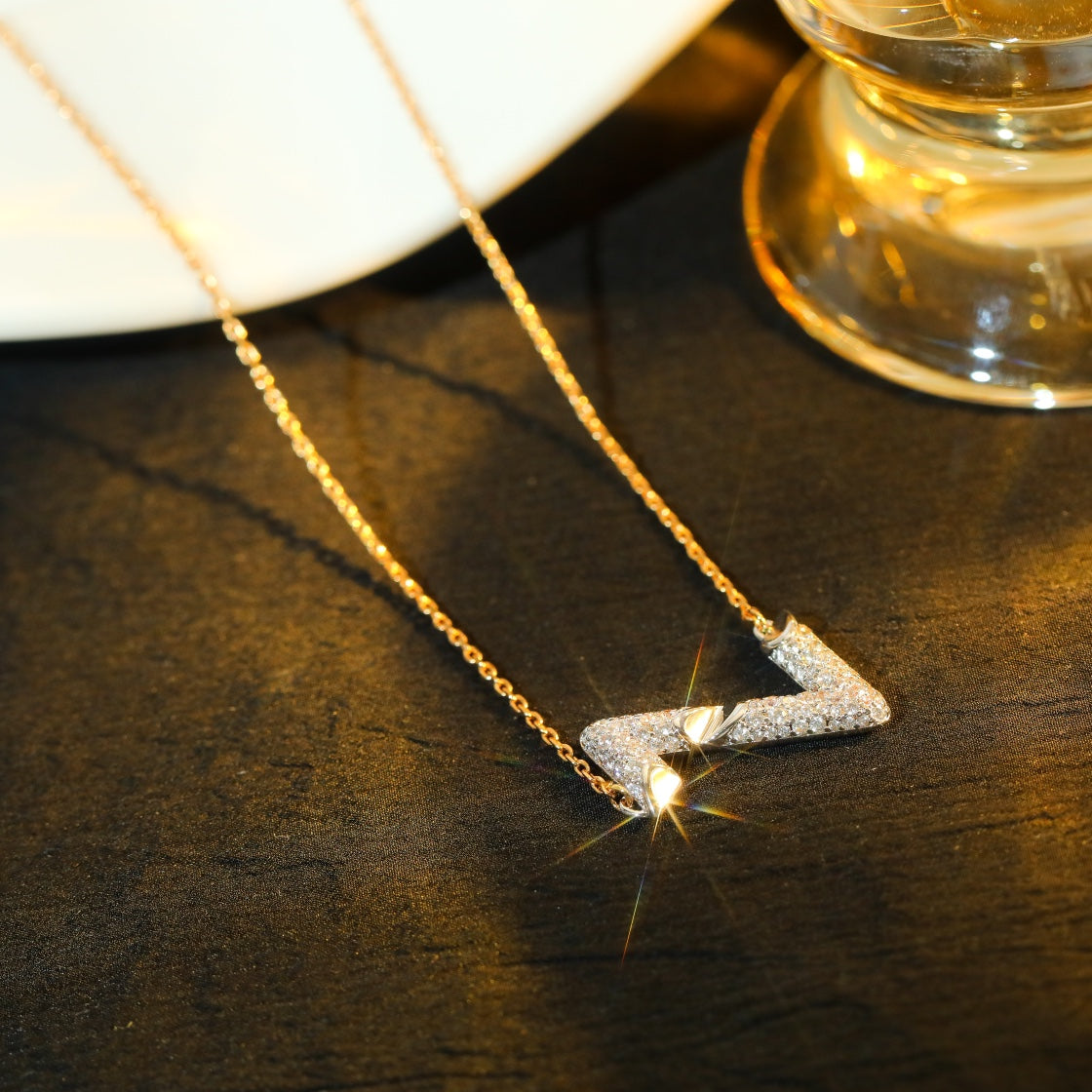 [✨Rose💎]VOLT SILVER DIAMOND PEDANT NECKLACE