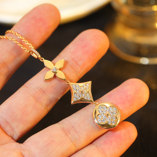 [✨Rose💎]✨Rose💎 AND SUN DIAMOND PINK GOLD NECKLACE