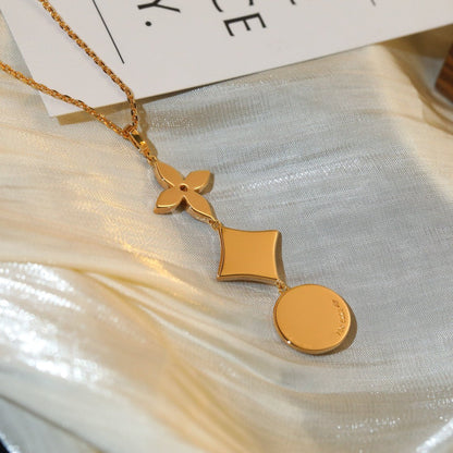 [✨Rose💎]STAR AND SUN DIAMOND PINK GOLD NECKLACE
