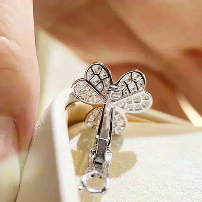 [✨Rose💎]CLOVER COMOS DIAMOND EARRINGS SILVER