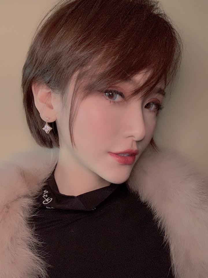 [✨Rose💎]DOUBLE STAR PINK GOLD MOP DROP EARRINGS