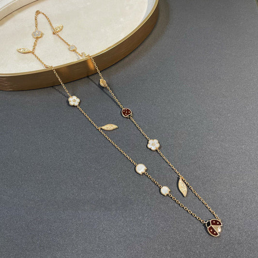 [✨Rose💎]LUCKY SPRING 15 MOTIFS GOLD NECKLACE