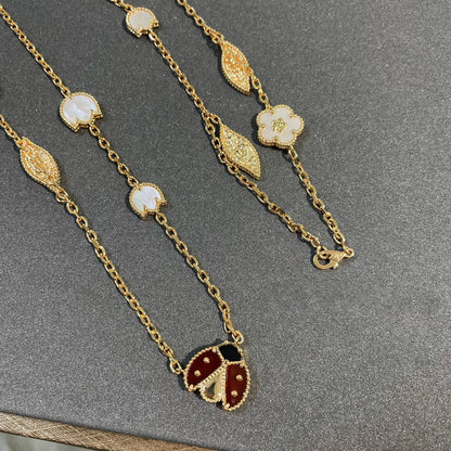 [✨Rose💎]LUCKY SPRING 15 MOTIFS GOLD NECKLACE