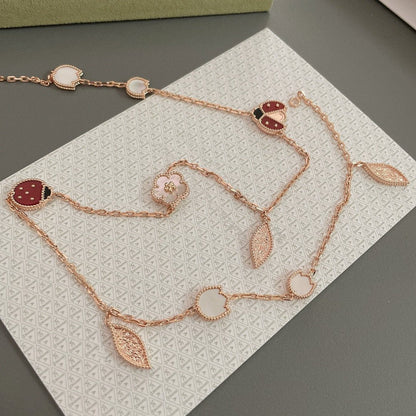 [✨Rose💎]LUCKY SPRING 15 MOTIFS ROSE GOLD NECKLACE