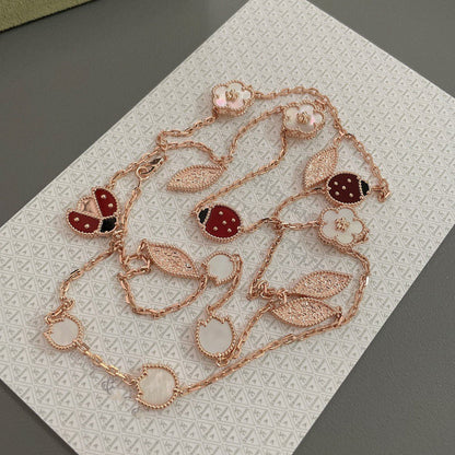 [✨Rose💎]LUCKY SPRING 15 MOTIFS ROSE GOLD NECKLACE